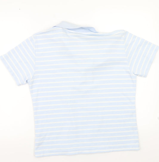 Donna lewis Womens Blue Striped  Basic Button-Up Size M