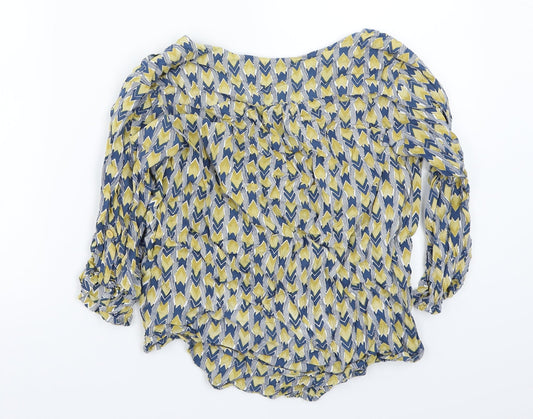 White ginger Womens Blue Geometric  Basic T-Shirt Size XS