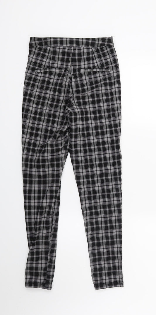 Crop Womens Grey Check  Trousers  Size 6 L25 in
