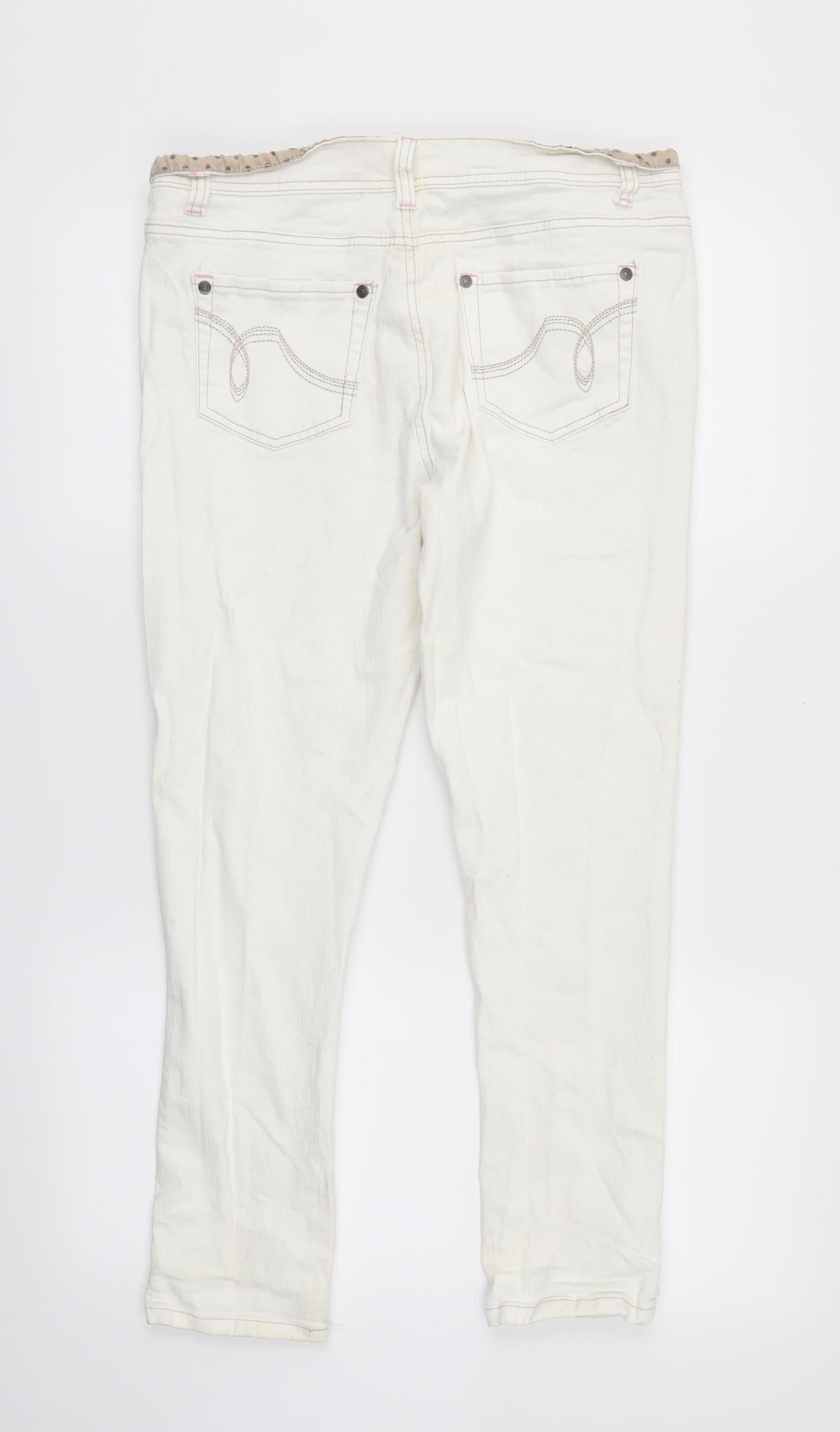 denimco Womens White  Denim Skinny Jeans Size 14 L24 in