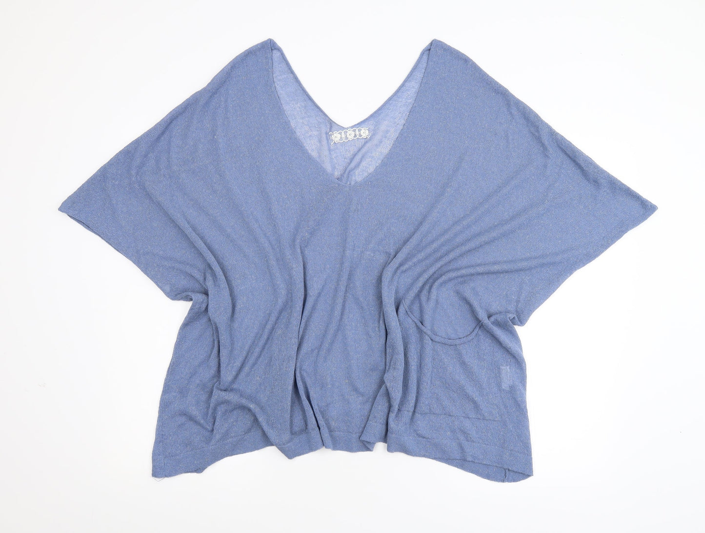 Preworn Womens Blue  Knit Basic Blouse Size L