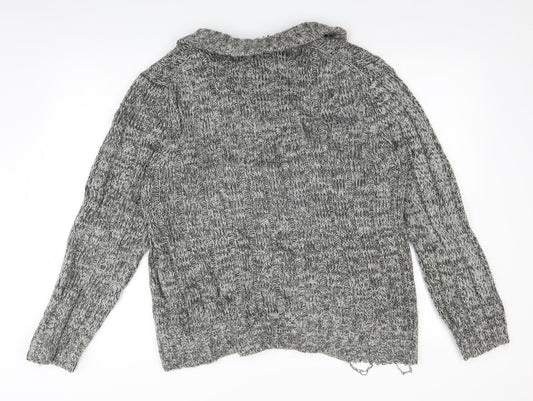 Easy Mens Grey  Knit Pullover Sweatshirt Size M
