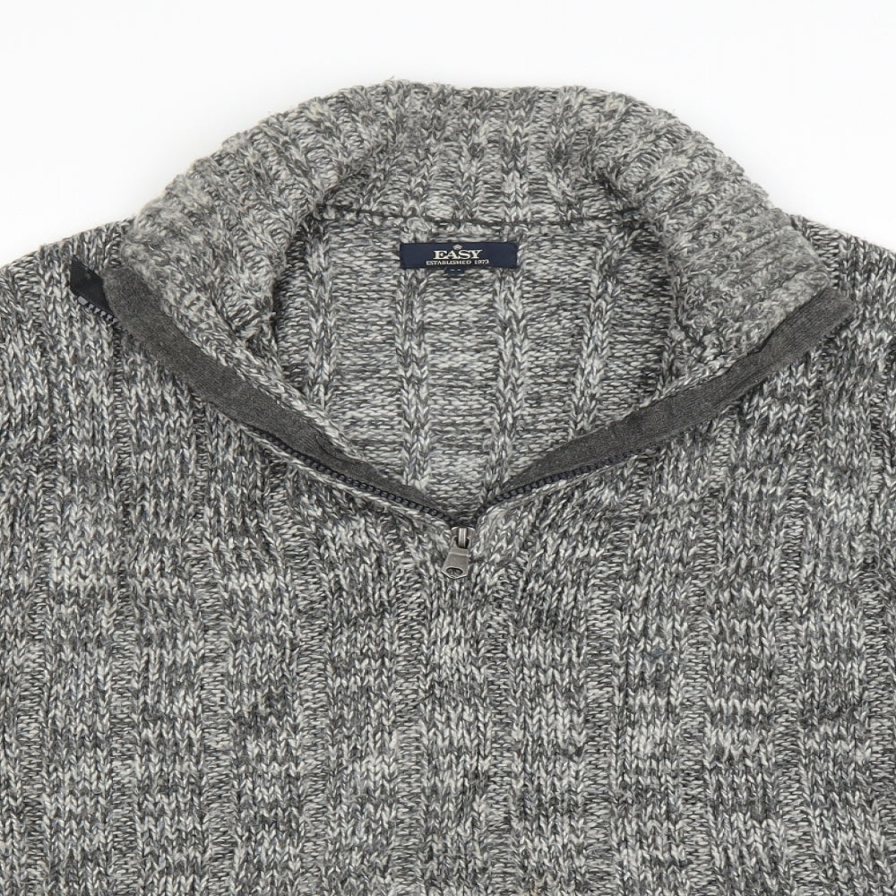 Easy Mens Grey  Knit Pullover Sweatshirt Size M