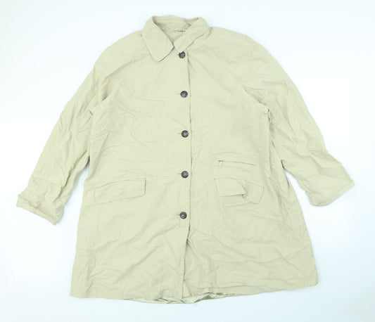 Preworn Womens Beige   Overcoat Coat Size 16  - shoulder pads