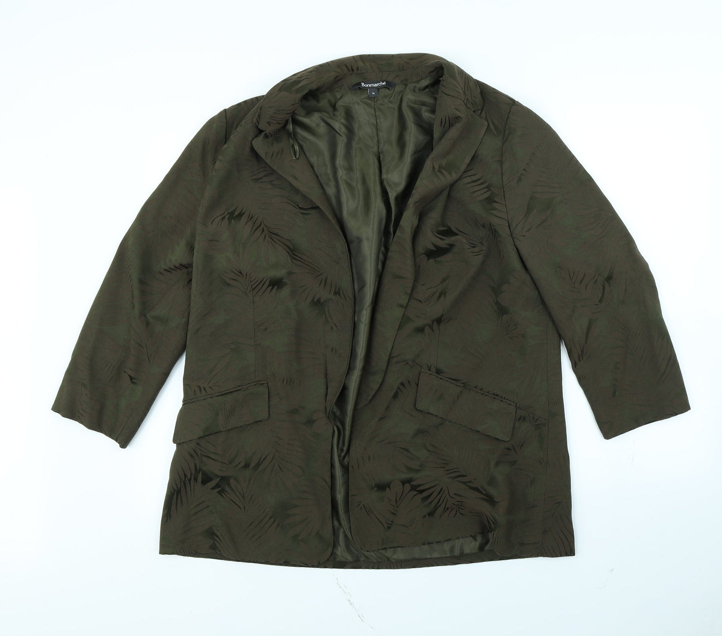 Bonmarché Womens Green Floral  Jacket  Size 16  - shoulder pads