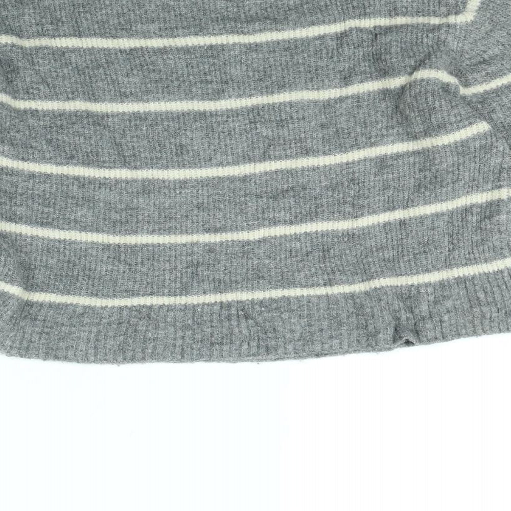 Divided Womens Grey Striped  Pullover Jumper Size M