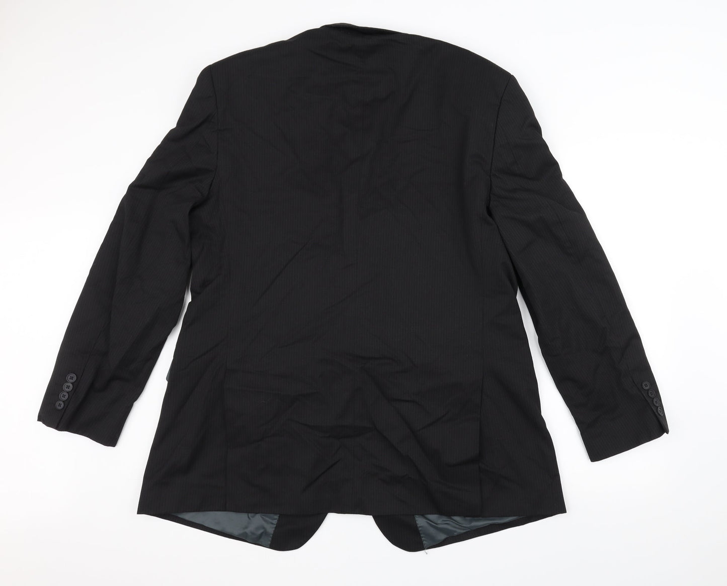 Preworn Mens Black Striped  Jacket Suit Jacket Size 38