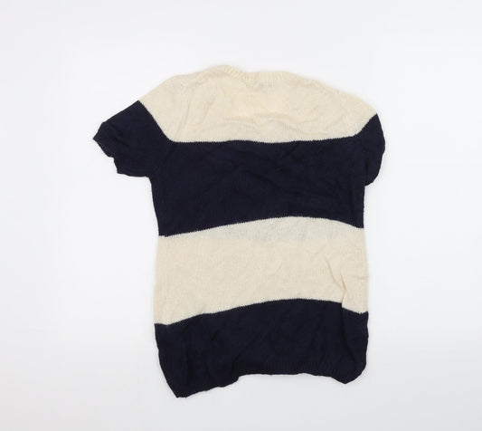 Gap Womens White Striped Knit Pullover Jumper Size S