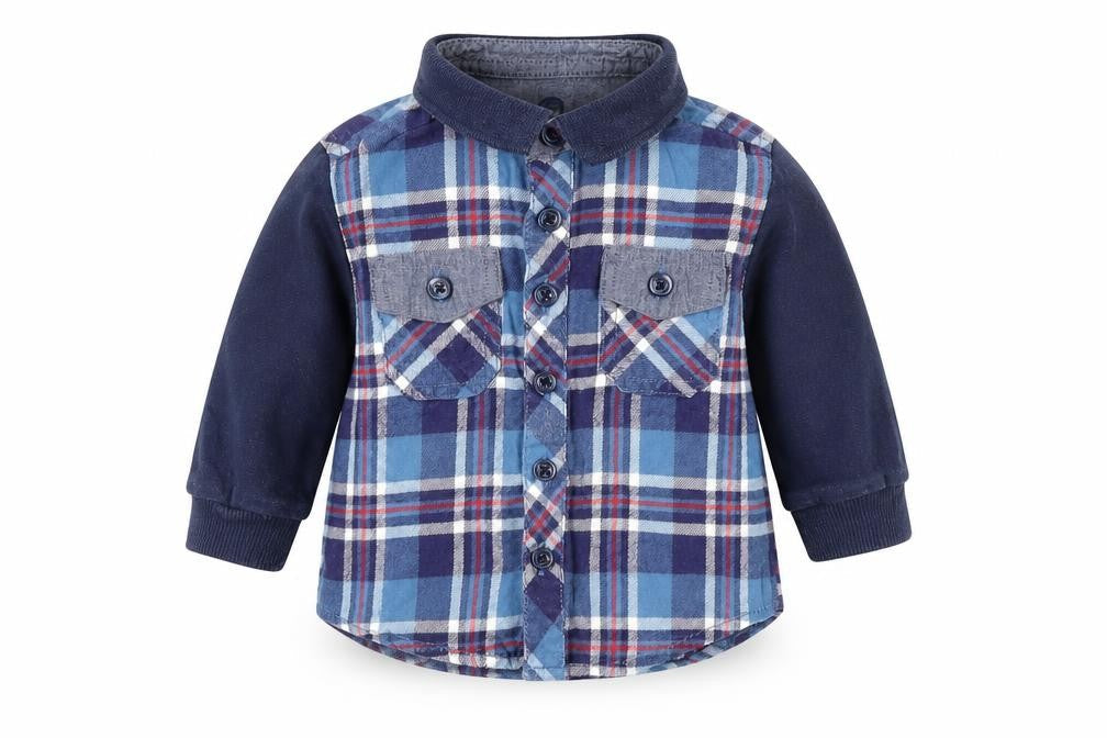 Matalan Boys Blue Plaid  Basic Dress Shirt Size 3-6 Months