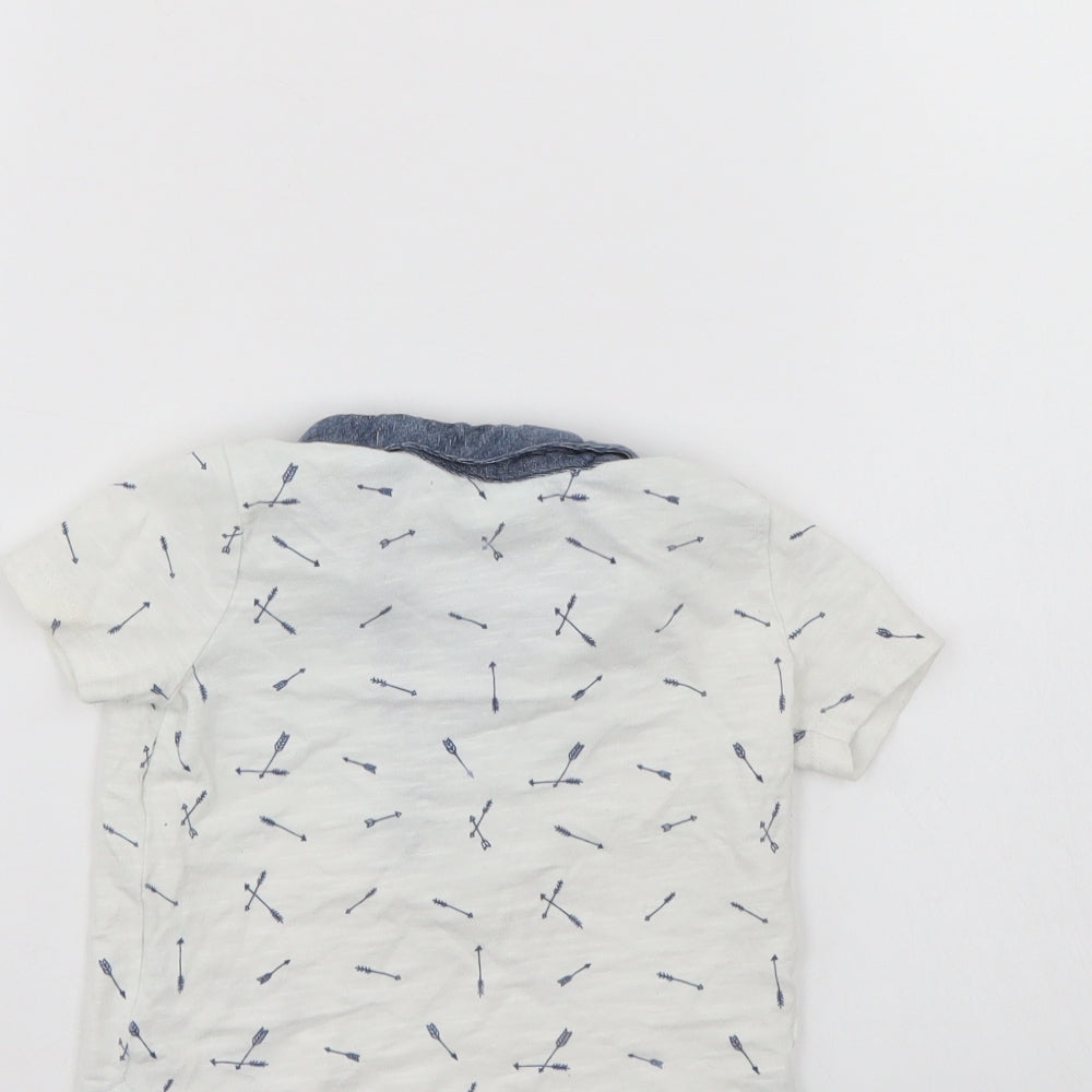 F&F Boys White   Basic Polo Size 6-9 Months