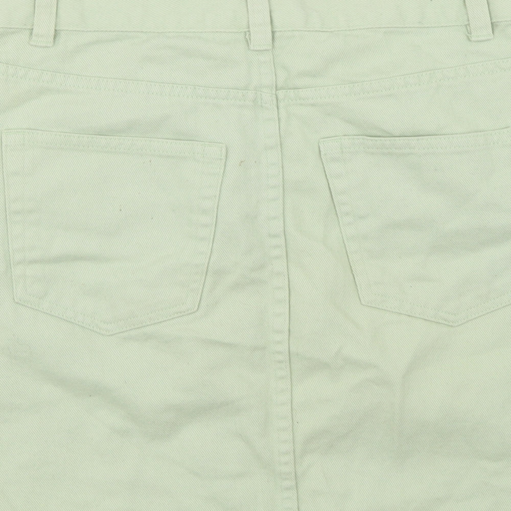Monki Womens Green  Denim A-Line Skirt Size 6