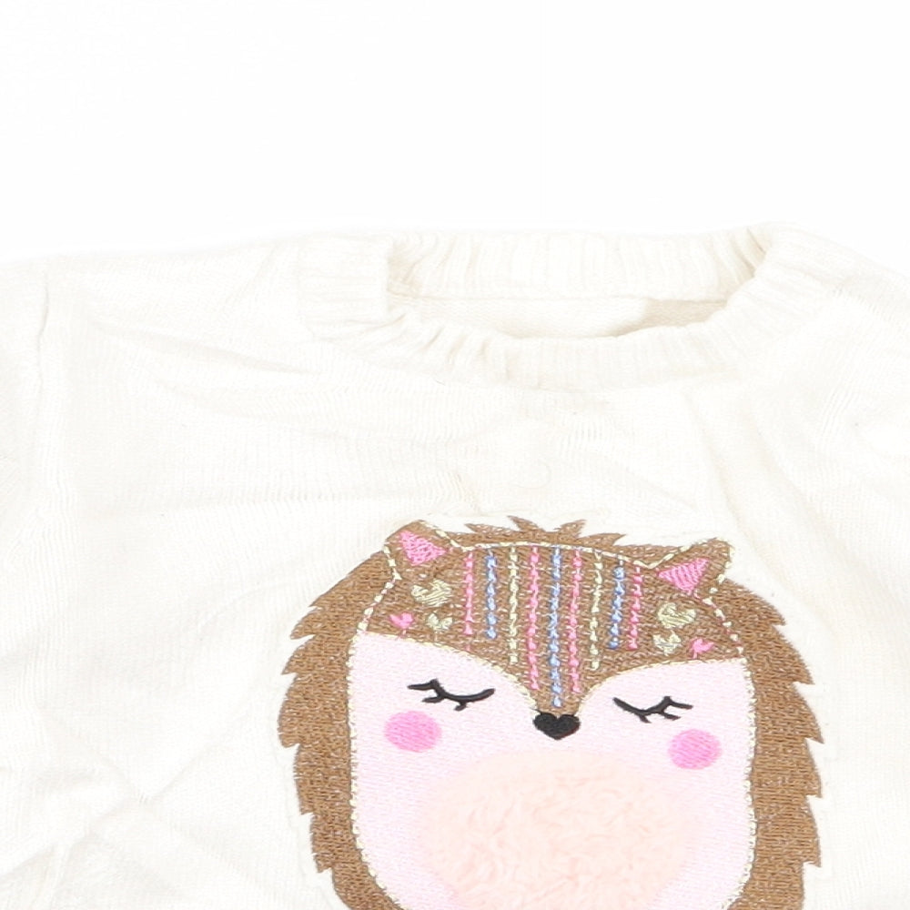 Preworn Girls White   Pullover Jumper Size 2 Years