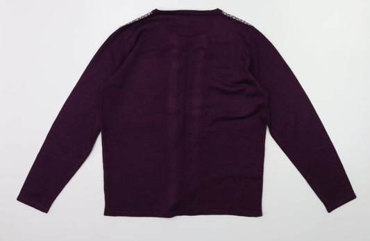 Annabelle Womens Purple Floral  Pullover Jumper Size M