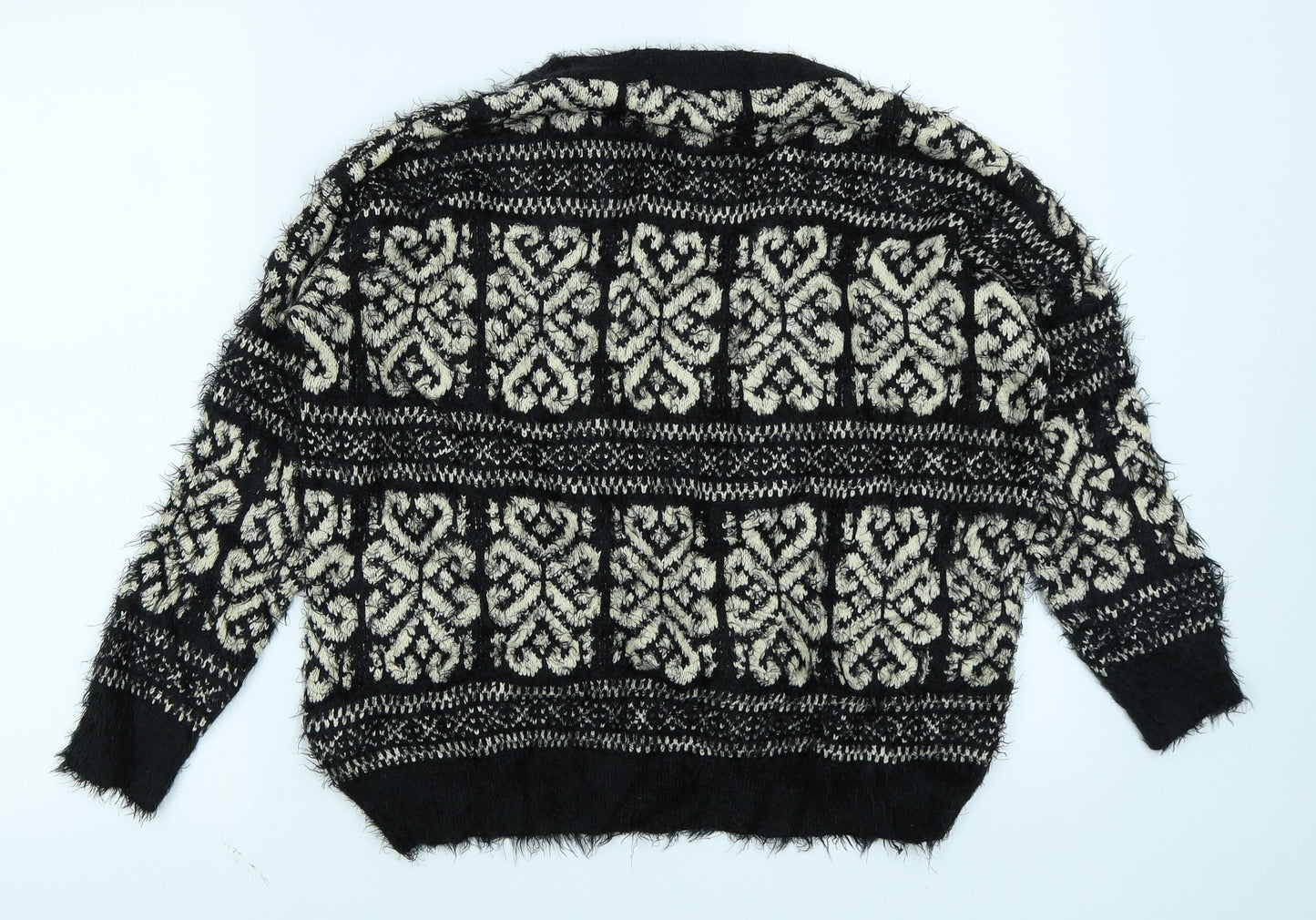 Katsuit Womens Black Geometric  Pullover Jumper Size M