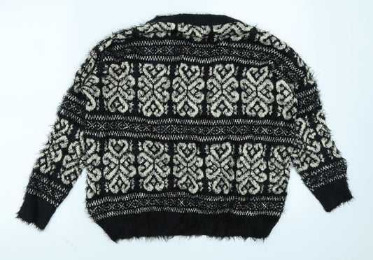 Katsuit Womens Black Geometric  Pullover Jumper Size M