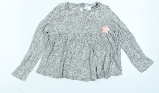 Fred & Flo Girls Grey   Basic T-Shirt Size 18-24 Months
