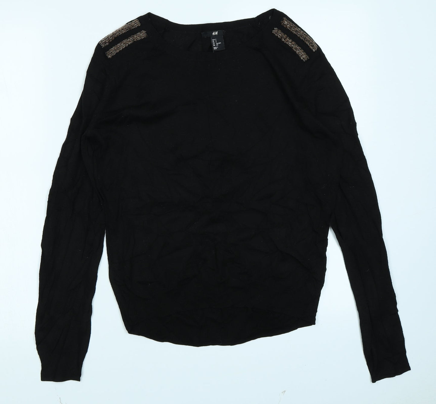 H&M Womens Black  Knit Pullover Jumper Size S