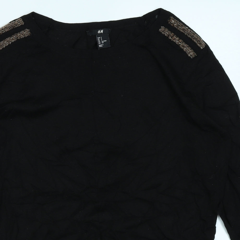 H&M Womens Black  Knit Pullover Jumper Size S