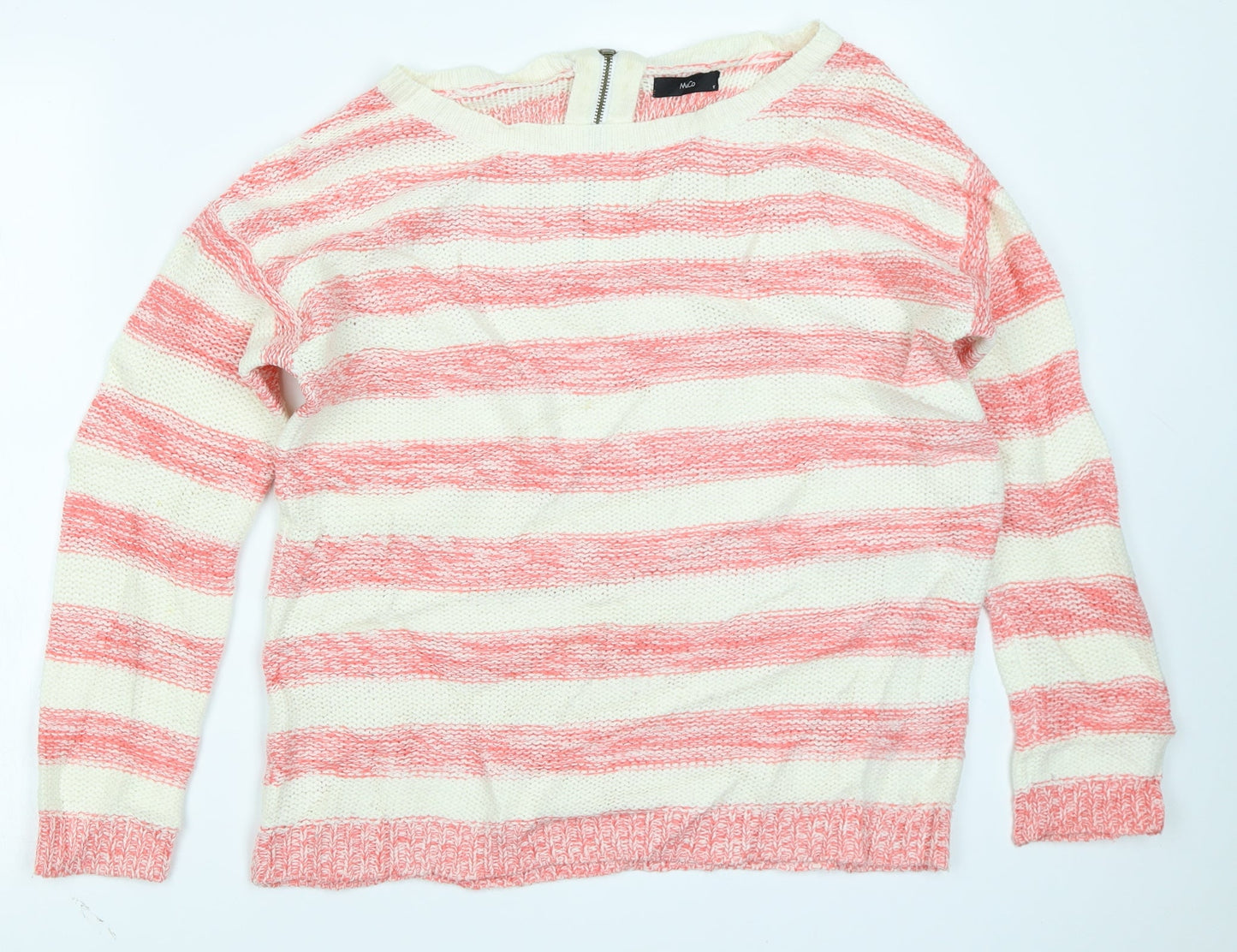 M&Co Womens Pink Striped  Pullover Jumper Size 12