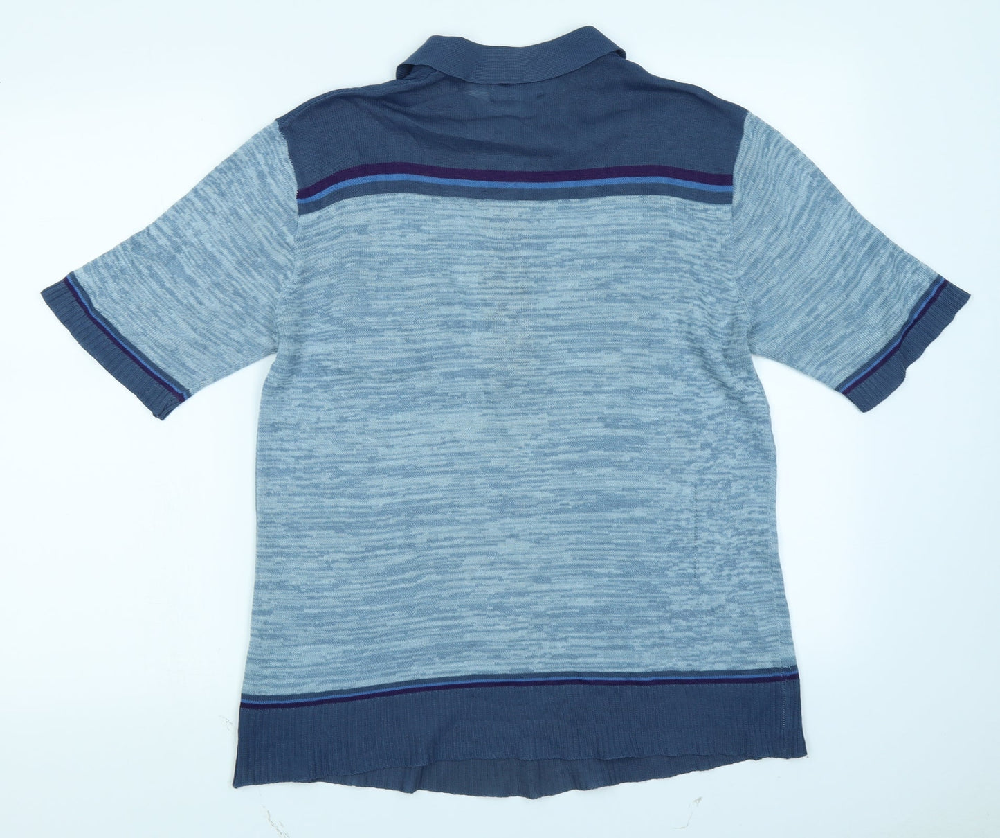 Grendale Mens Blue Colourblock Knit  Polo Size S
