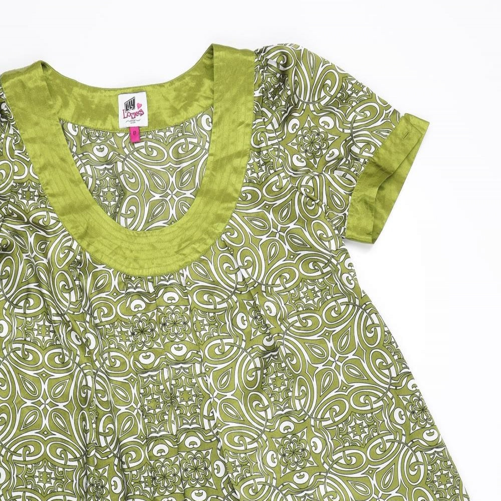 New Look Womens Green Geometric  Fit & Flare  Size 8