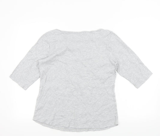 Denim & Co. Womens Grey Colourblock  Basic T-Shirt Size M