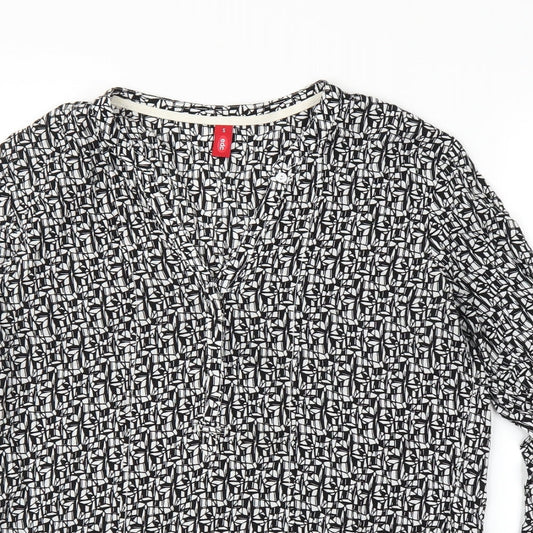 EDC Womens Black Geometric  Basic Blouse Size S