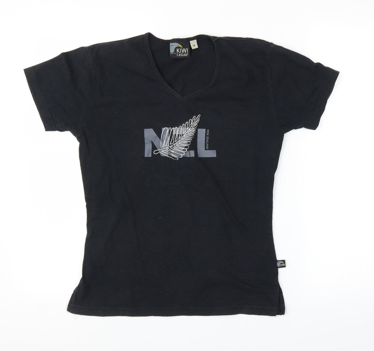 Kiwi Casual Womens Black   Basic T-Shirt Size M