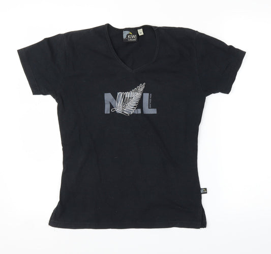 Kiwi Casual Womens Black   Basic T-Shirt Size M