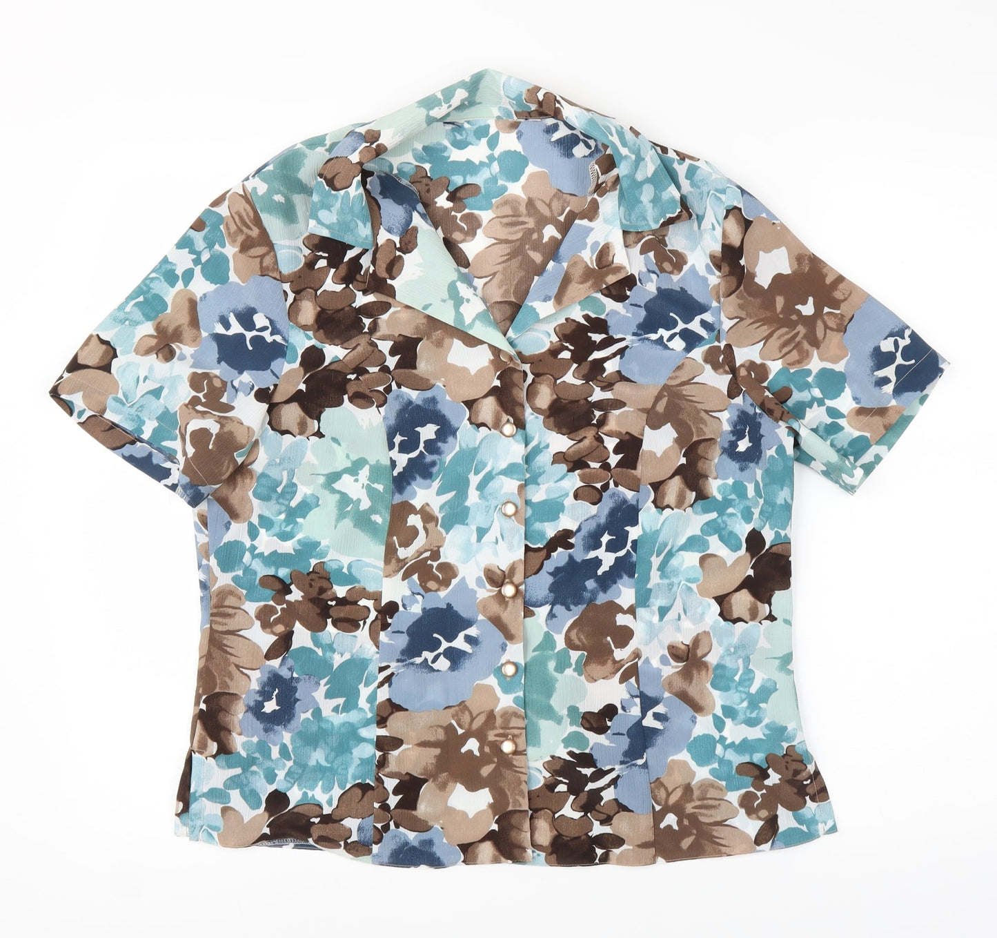 Preworn Womens Blue Floral  Basic Blouse Size M
