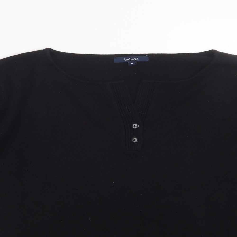 Texbasic Womens Black  Knit Pullover Jumper Size M