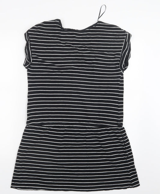 Debenhams Womens Black Striped  Basic T-Shirt Size 12  - Long