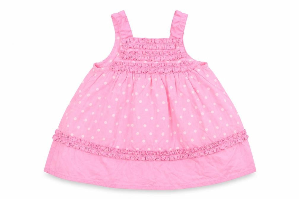 Front view of George girls’ pink polka dot fit & flare, size 0-3, months