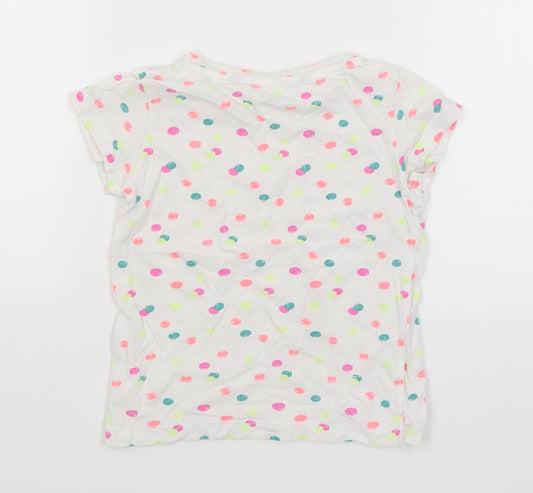 Cool Club Girls White Spotted  Basic T-Shirt Size 6 Years
