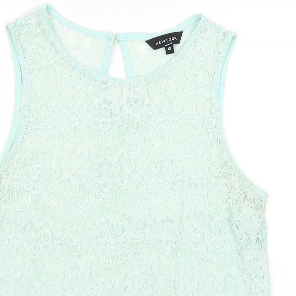 New Look Womens Green Floral  Basic Tank Size 12