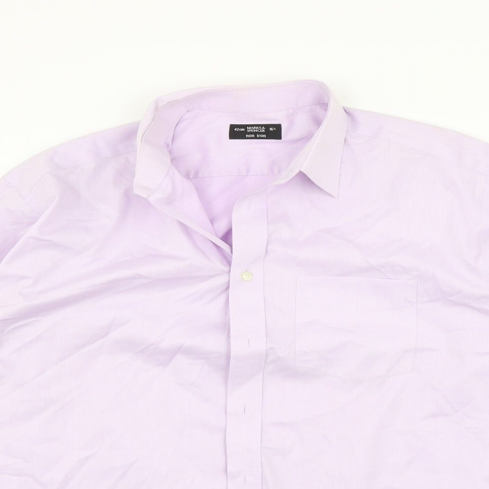 Marks and Spencer Mens Purple    Button-Up Size 16.5