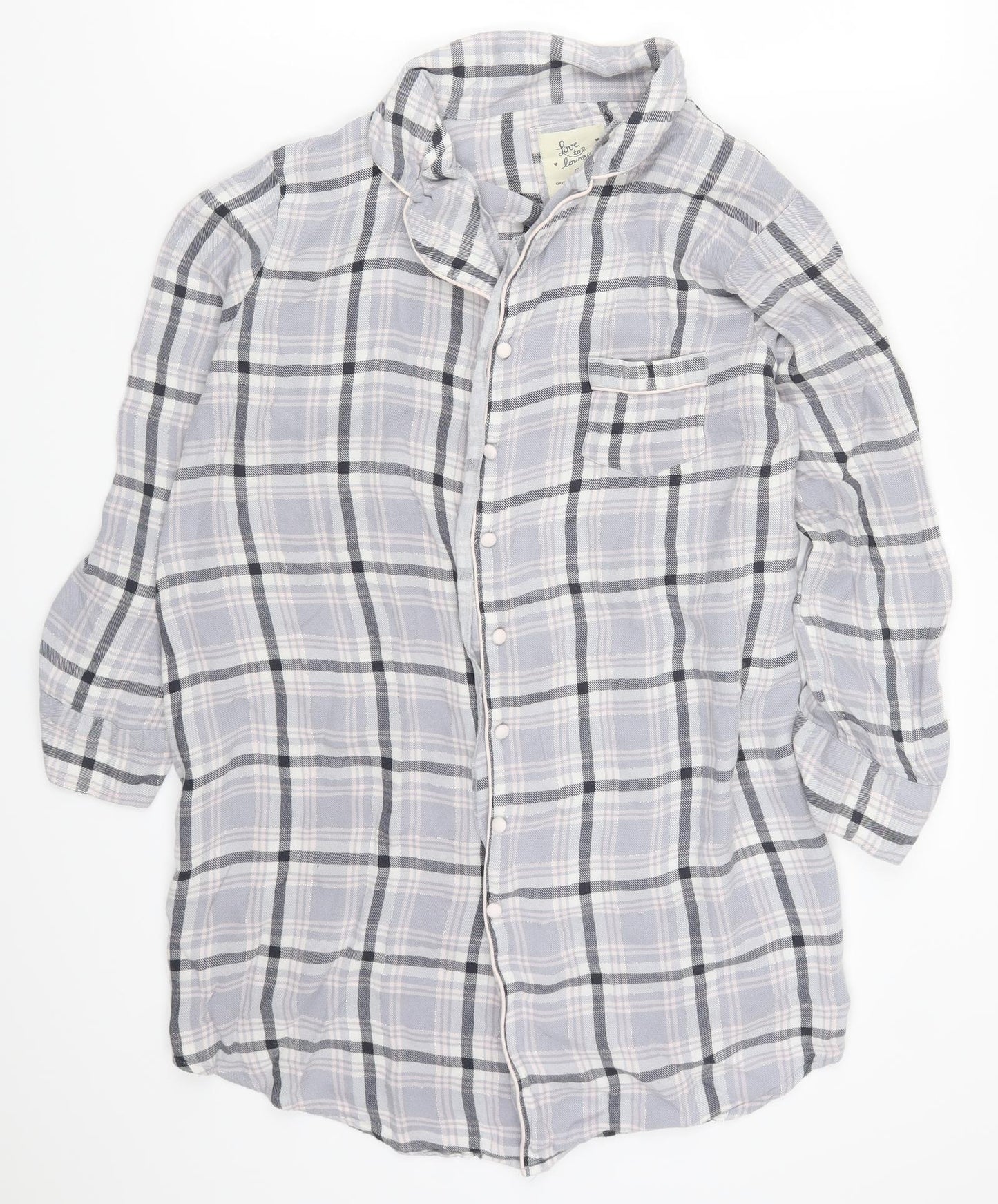 Primark Womens Blue Check  Top Pyjama Top Size 14