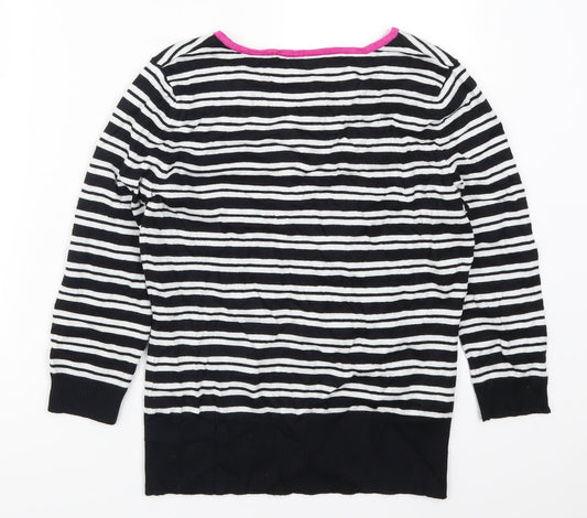 M&Co Womens Black Striped Knit Pullover Jumper Size 12  - Black and White