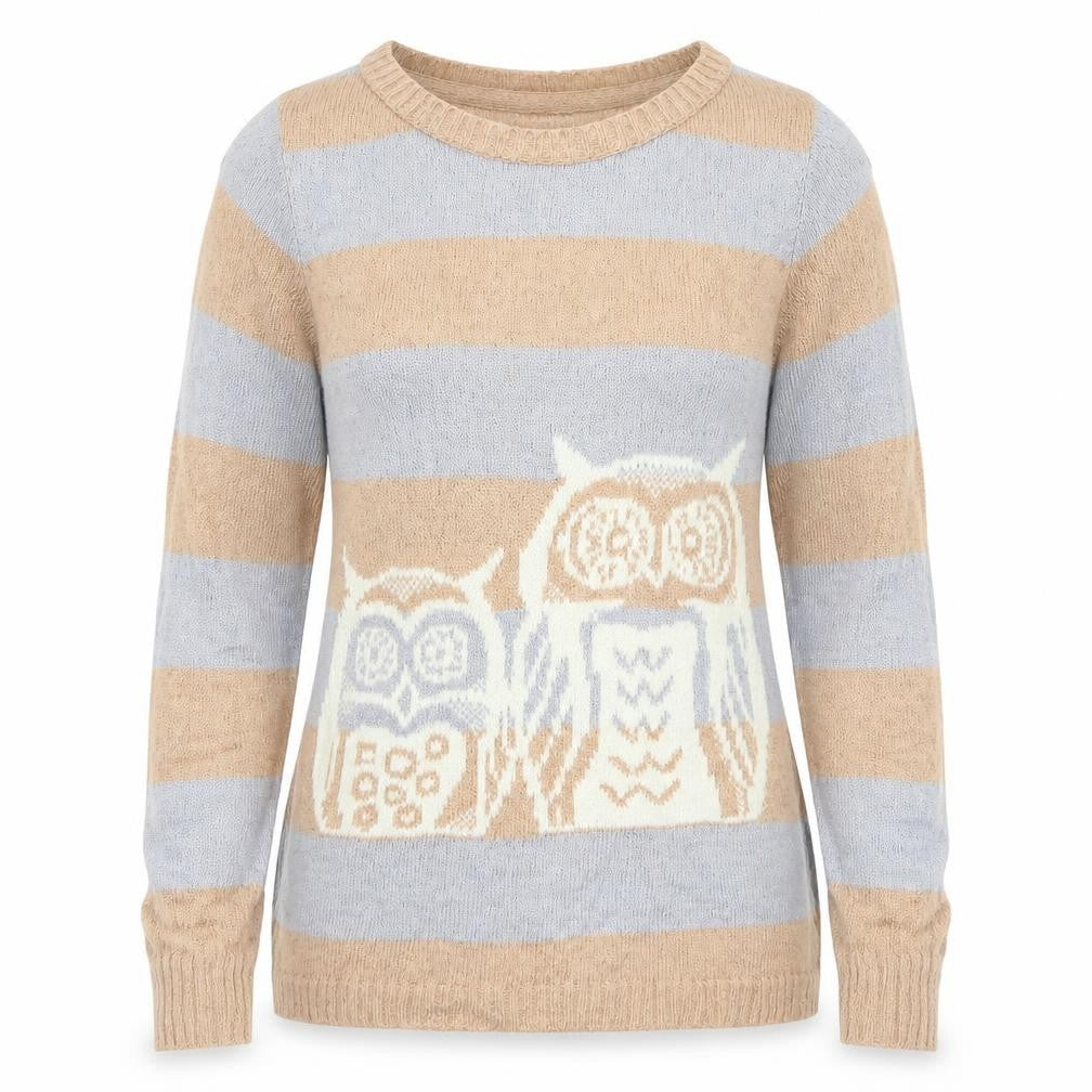 Marks and Spencer Womens Beige Striped  Pullover Jumper Size 10  - Owls
