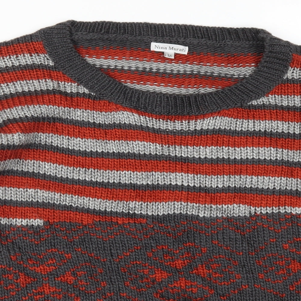 Nina Murati Womens Red Striped  Pullover Jumper Size M