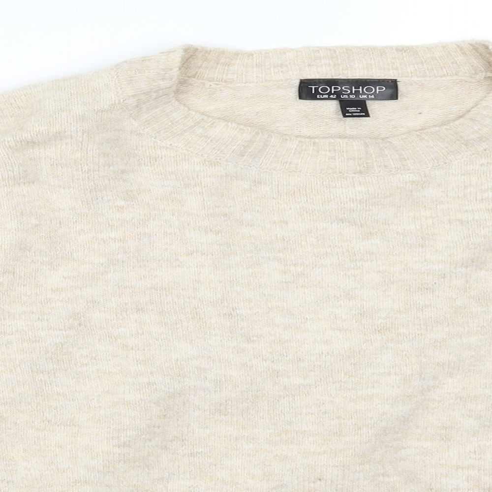 Topshop Womens Beige  Knit Pullover Jumper Size 14
