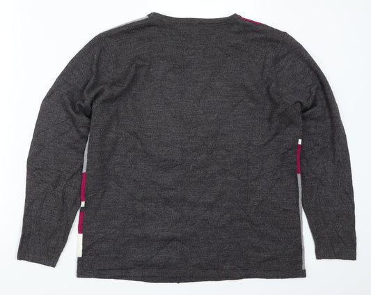 Autonomy Womens Grey   Pullover Jumper Size M  - Pink Colourblock