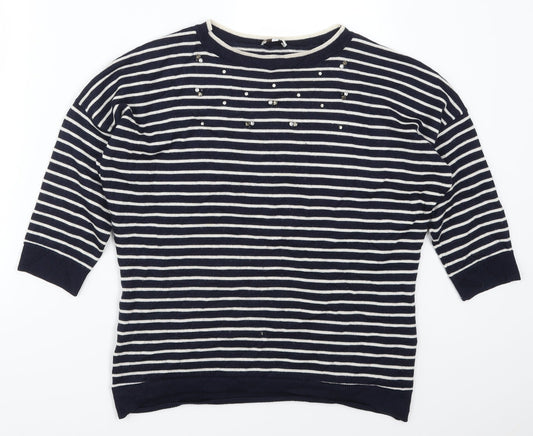 Country Casuals Womens Blue Striped  Pullover Jumper Size S