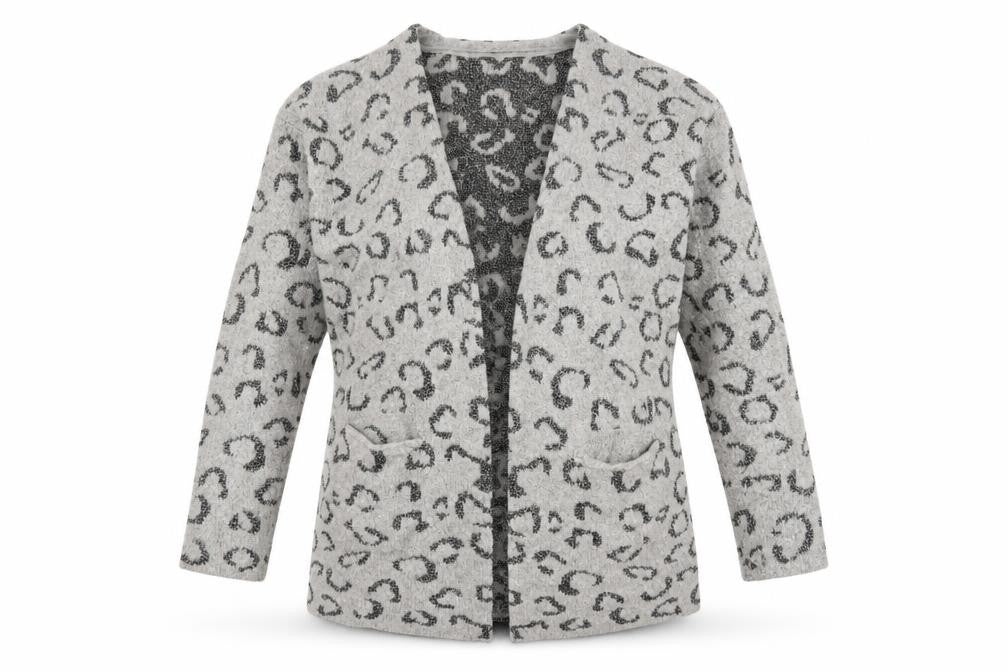 Marks & Spencer Womens Grey Animal Print Knit Cardigan Jumper Size S