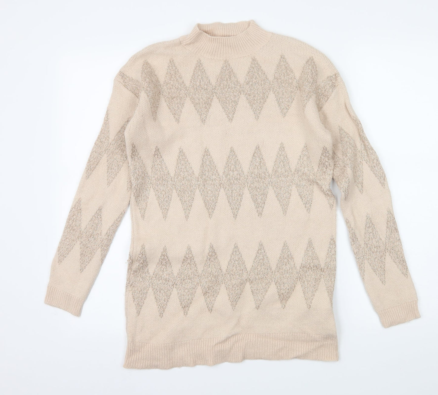 Matalan Womens Pink Geometric Knit Pullover Jumper Size S