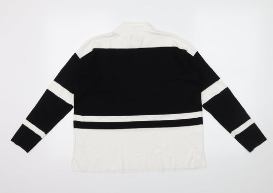 Papaya Womens White Striped Knit Pullover Jumper Size M
