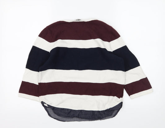 Principles Womens White Striped Knit Pullover Jumper Size 12