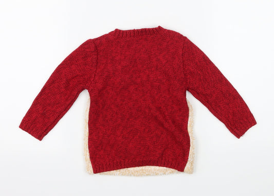 George Boys Red  Knit Pullover Jumper Size 9-12 Months  - Rudolph