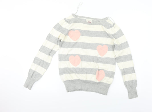 Hoi Polloi  Womens Ivory Striped  Pullover Jumper Size 12