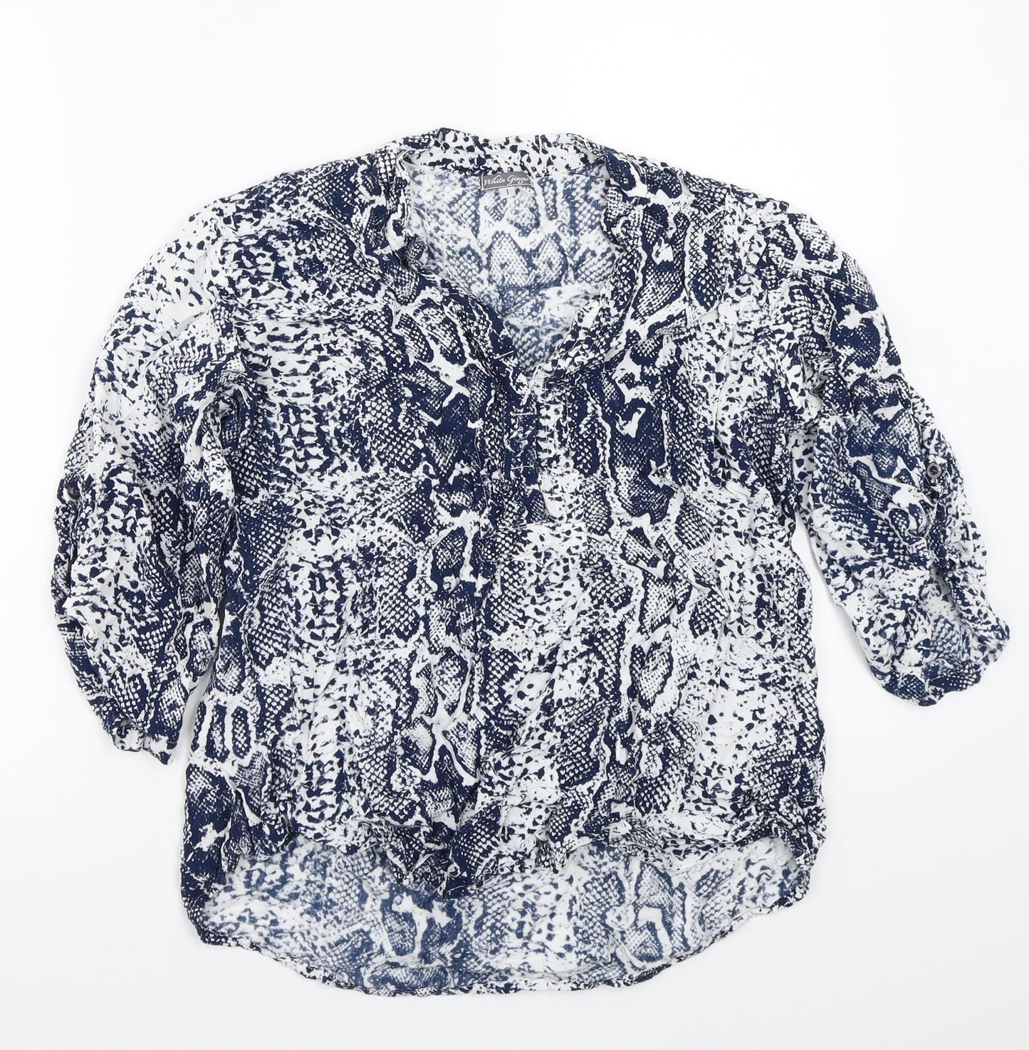White ginger Womens Blue Animal Print  Basic T-Shirt Size S